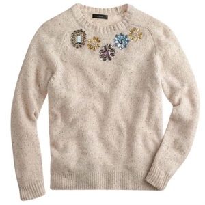 J. Crew jeweled Donegal wool crew neck sweater M